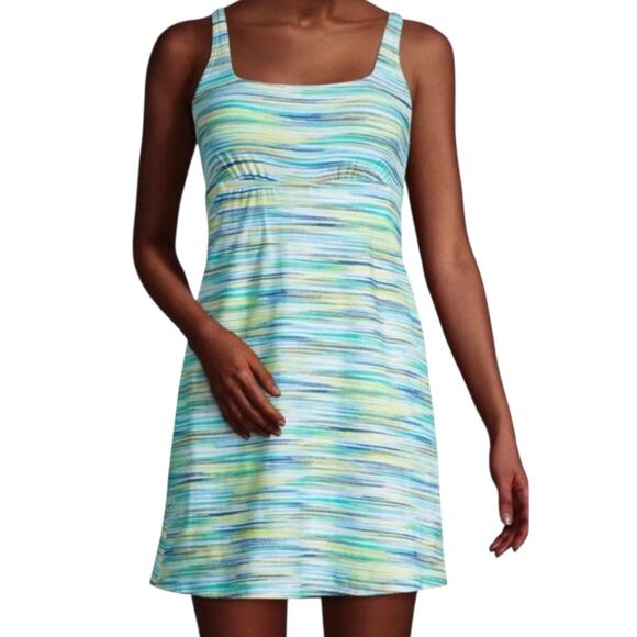 Lands' End Square Neck Swim Dress One Piece Swimsuit with Shorts Women's 16 - Picture 1 of 10